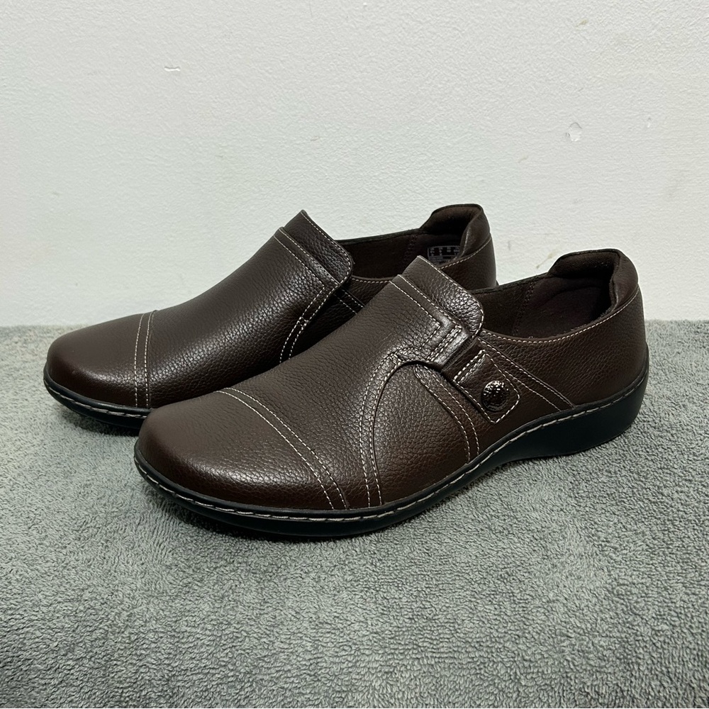 Clarks Leather Cora Poppy Slip On Shoes Womens Size 9 - Picture 4 of 13